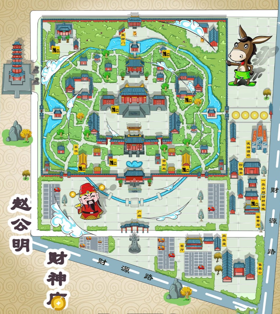 峡江寺庙类手绘地图